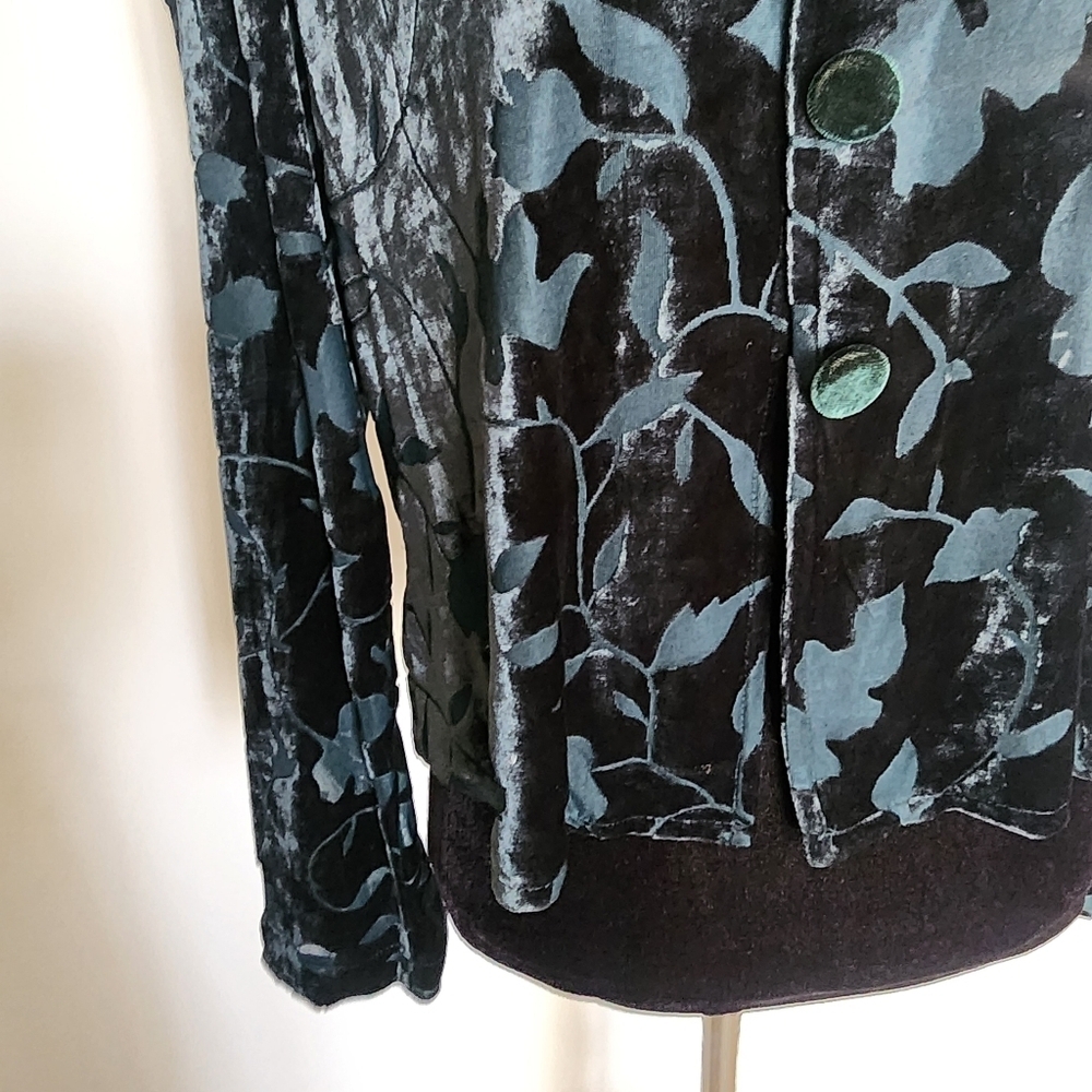 Vintage Rabbit Rabbit Rabbit Velvet Devoré Top Green Whimsygoth Size 14 - Picture 10 of 15